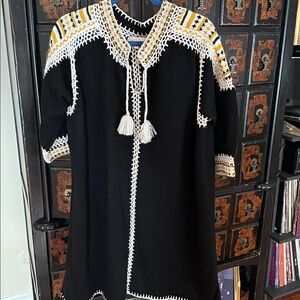 Like New Carolina K. HANDMADE cashmere embroidered sweater dress Size L generous